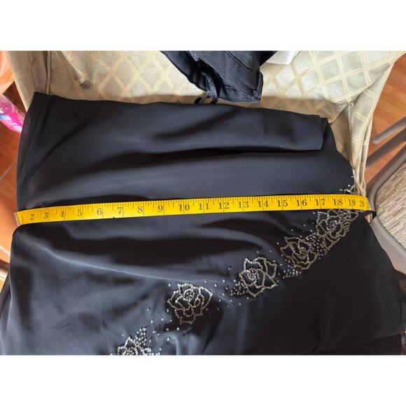 Vintage Alex Evenings Black Beaded Slip Y2K 90’s Dress Sz 8 Asymmetrical - Picture 15 of 15